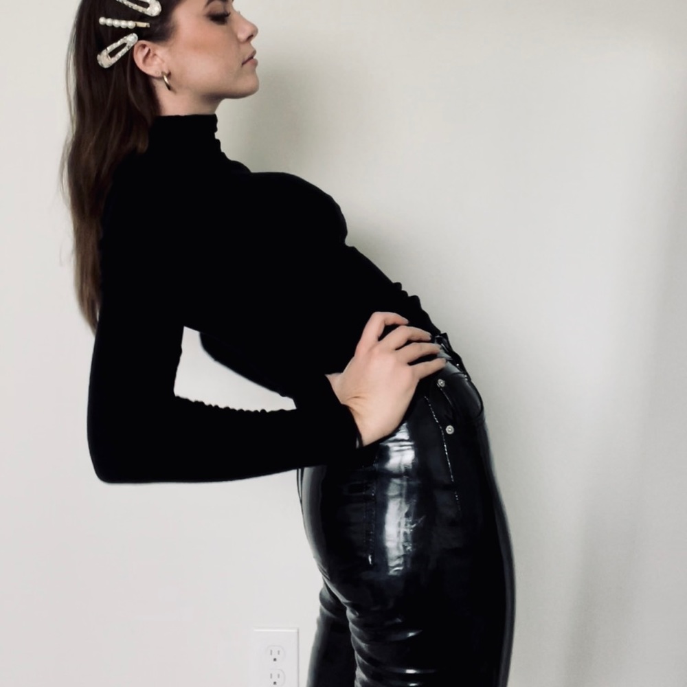 top shop faux leather pants. skinny capris high rise.